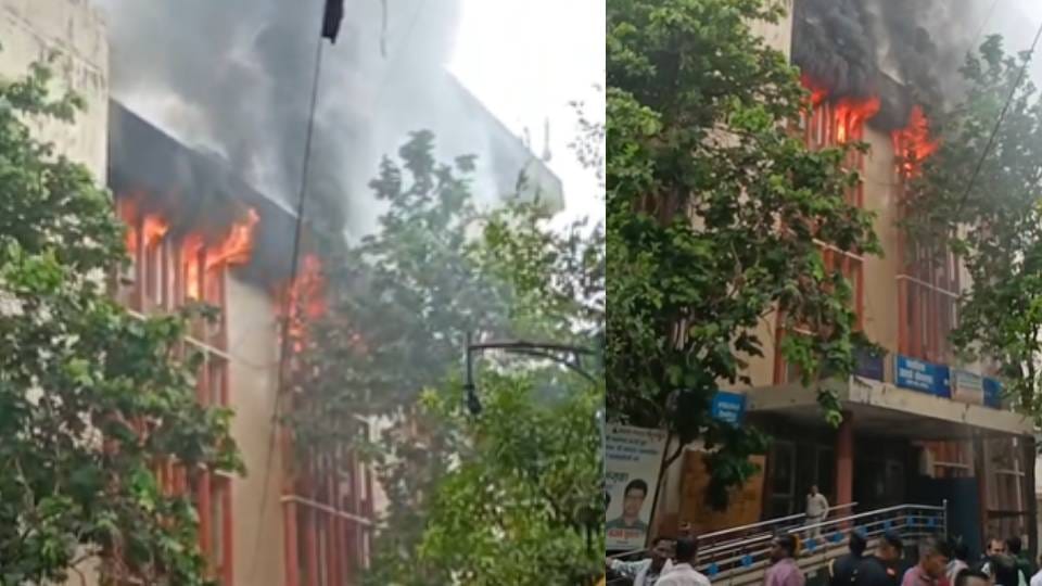 Lucknow News: जवाहर भवन के चौथे तल पर लगी भीषण आग; दमकलकर्मी बुझाने में जुटे, ब्रजेश पाठक मौके पर पहुंचे Massive fire breaks out on fourth floor of Jawahar Bhawan in Lucknow panic ensues people witness flames