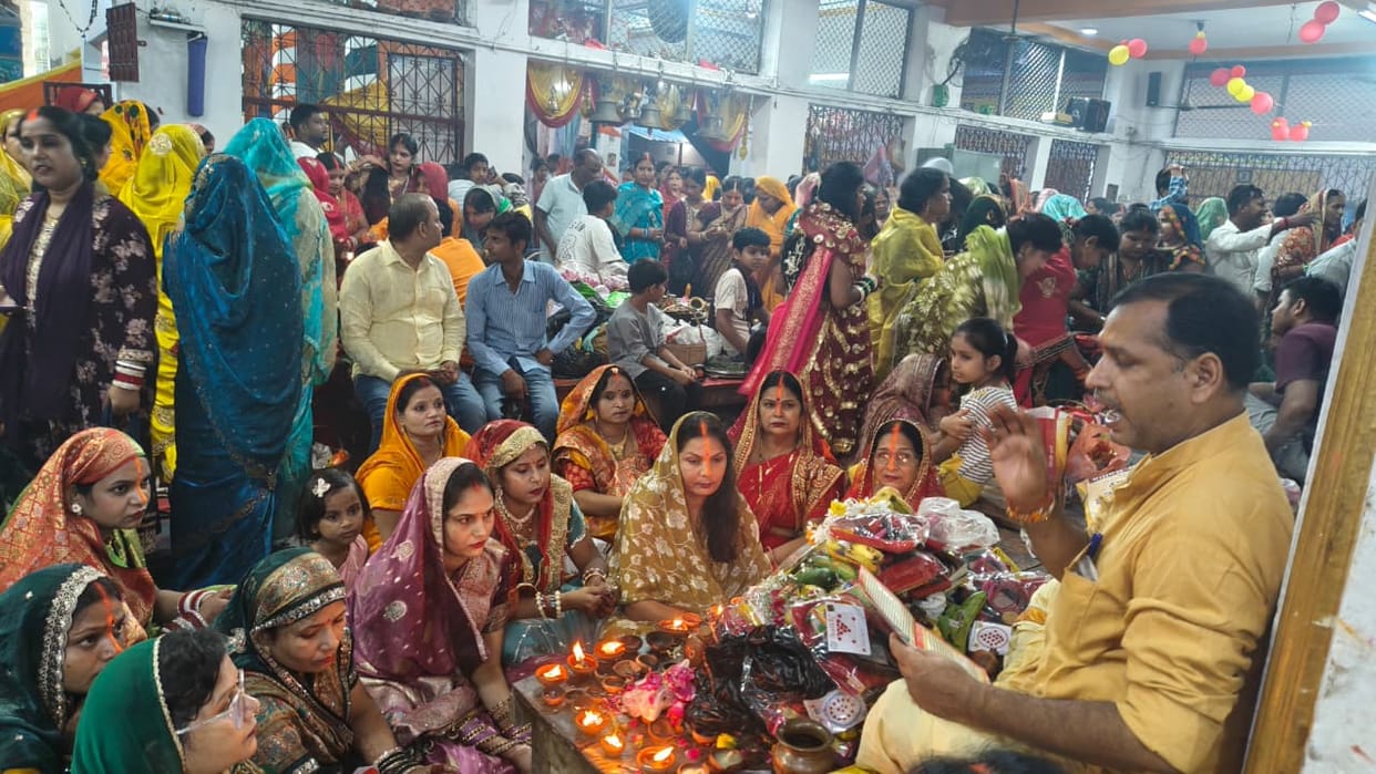 Observing a waterless fast, married women sought the boon of enduring marital bliss from Lord Shiva and Goddess Parvati.