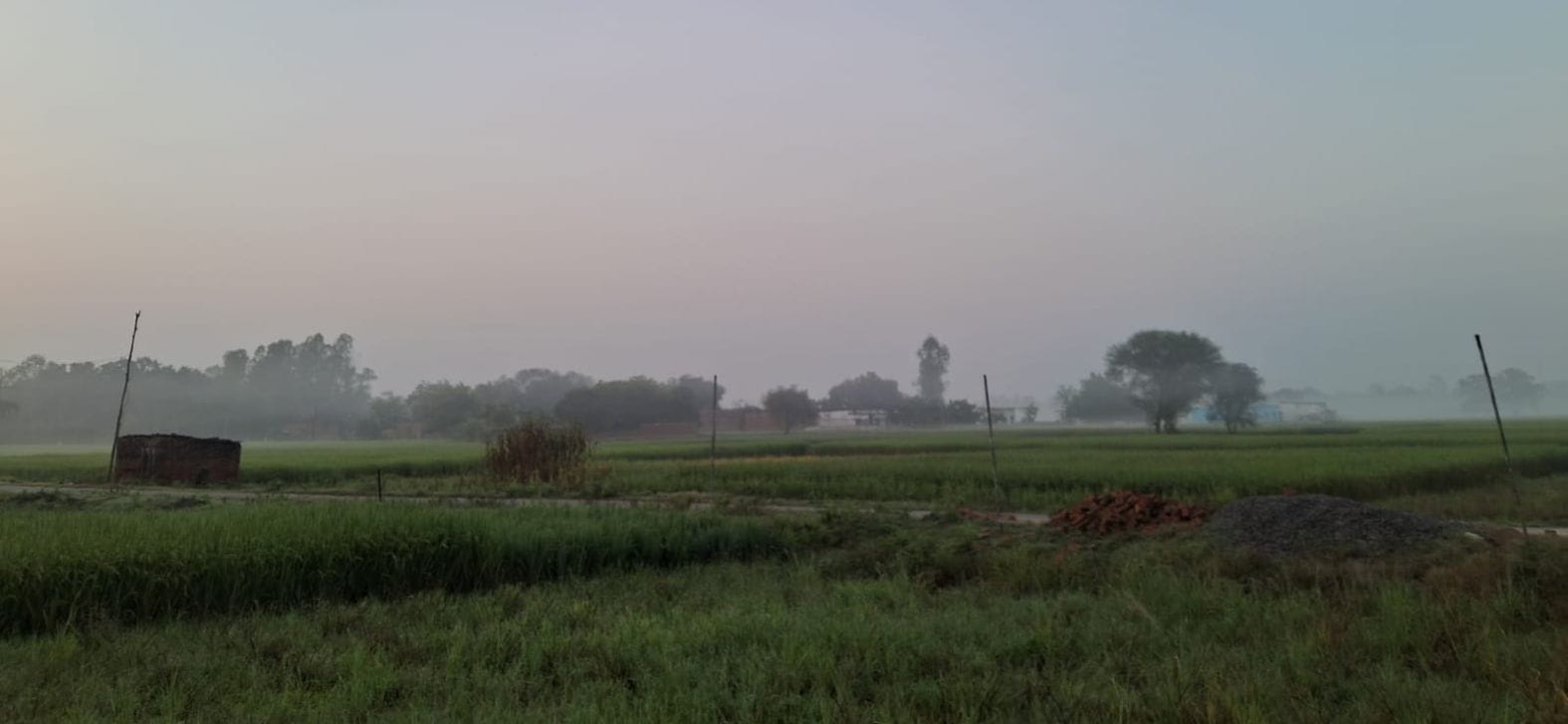 सुबह के समय आसमान में छाई धुंध। 