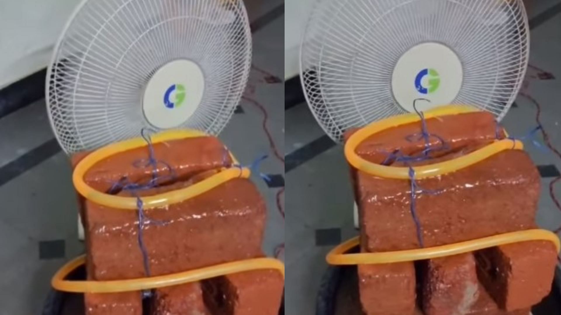 Jaipur man made air conditioner with just seven bricks and table fan jugaad video viral