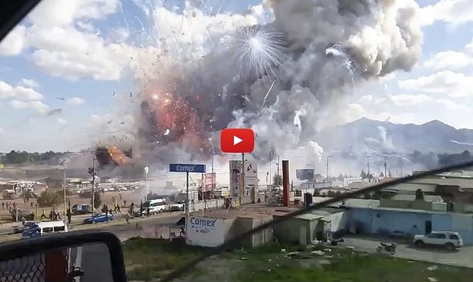 A massive fire broke out at mexico cracker factory 