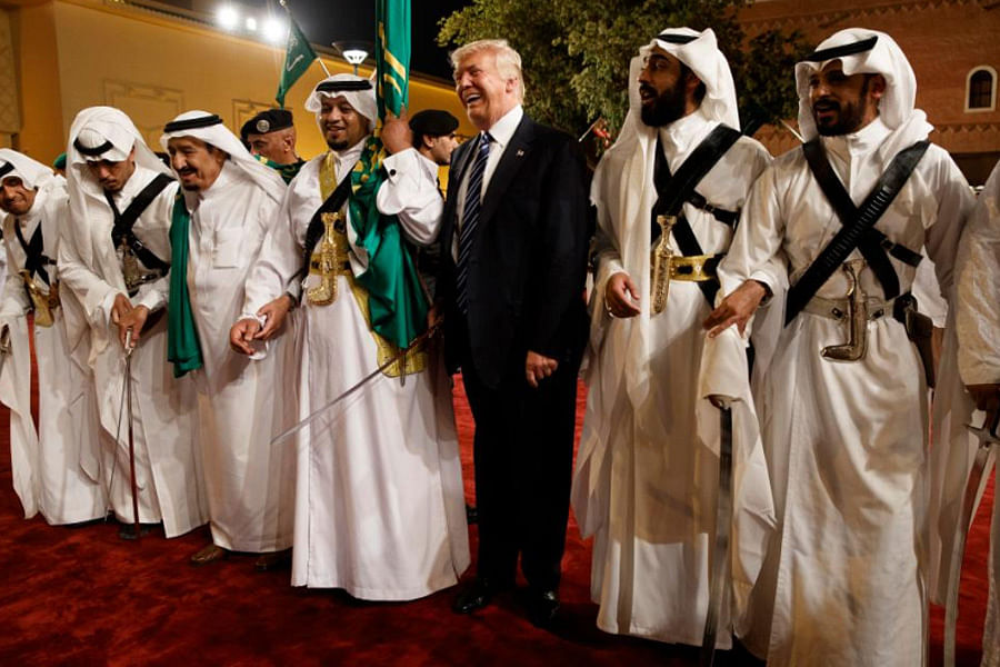 VIRAL VIDEO: Donald Trump and his team awkwardly dance with traditional Saudi swords 
