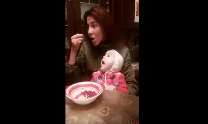 Viral and Trending Funny Video of a hungry kid watching his mother eating Pomegranate