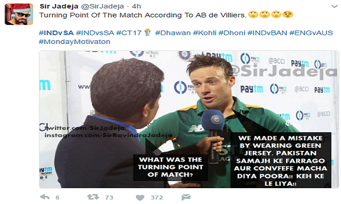 Funny twitter reactions and Tweets on India vs South Africa Champions Trophy 2017 match