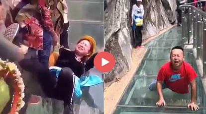 People do not dare to cross China glass bridge, Video goes Viral on whatsapp