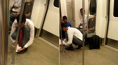 Photos of a Delhi guy cleaning Metro floor go Viral