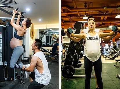 woman being slammed for lifting heavy weights at NINE MONTHS pregnant 