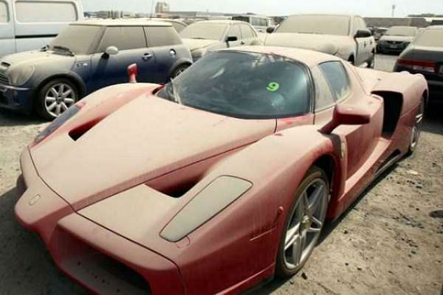 Unclaimed Luxury car spotted on road in worst condition at dubai