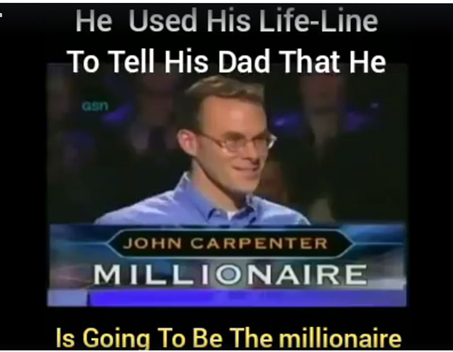 America tv show Who Wants to Be a Millionaire contestant john carpenter video goes viral 