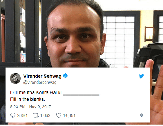 Sehwag tweet on delhi smog and twitter users funny reaction