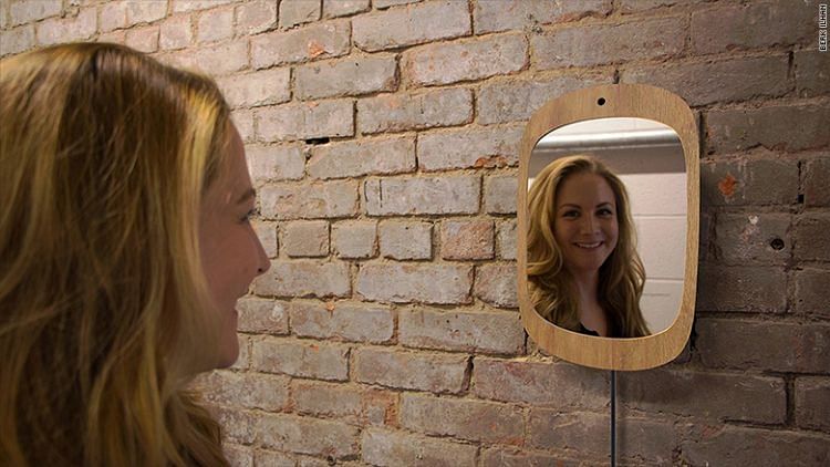 Smart mirror works when your face posture is in smile 