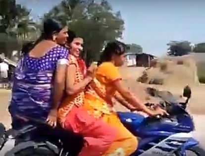 Aunty driving sports bike video goes viral 