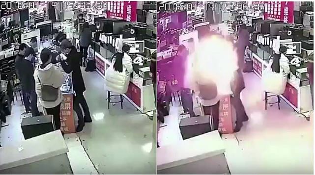 Man bites battery to check and it bursts into flames