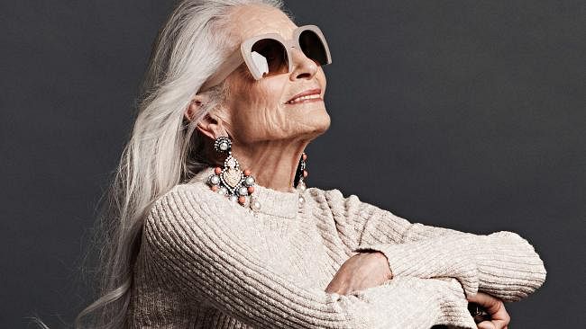 90 Year old model  daphne selfe, still doing brand promotion 