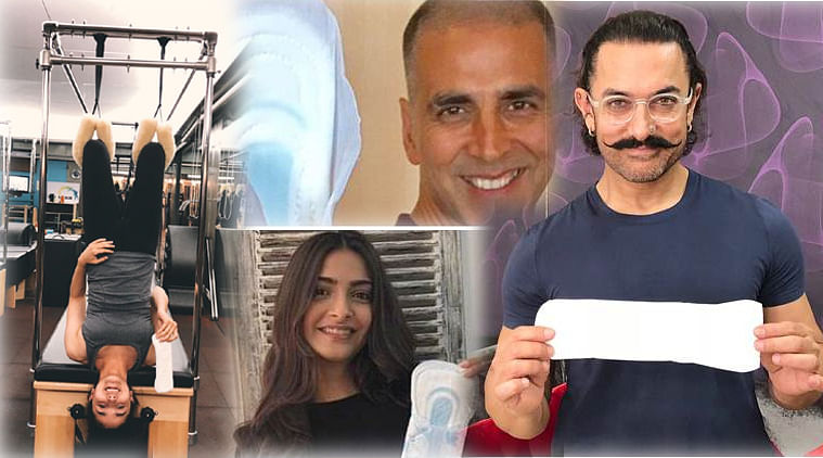 padman challenge akshay kumar aamir khan bollywood celebrities post photo with sanitary pad 