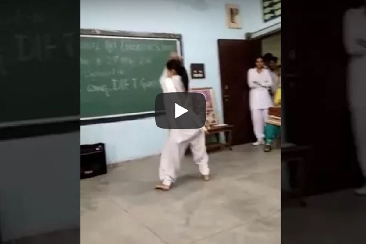 School girl dance in class room in sapna choudhary style, video went viral 