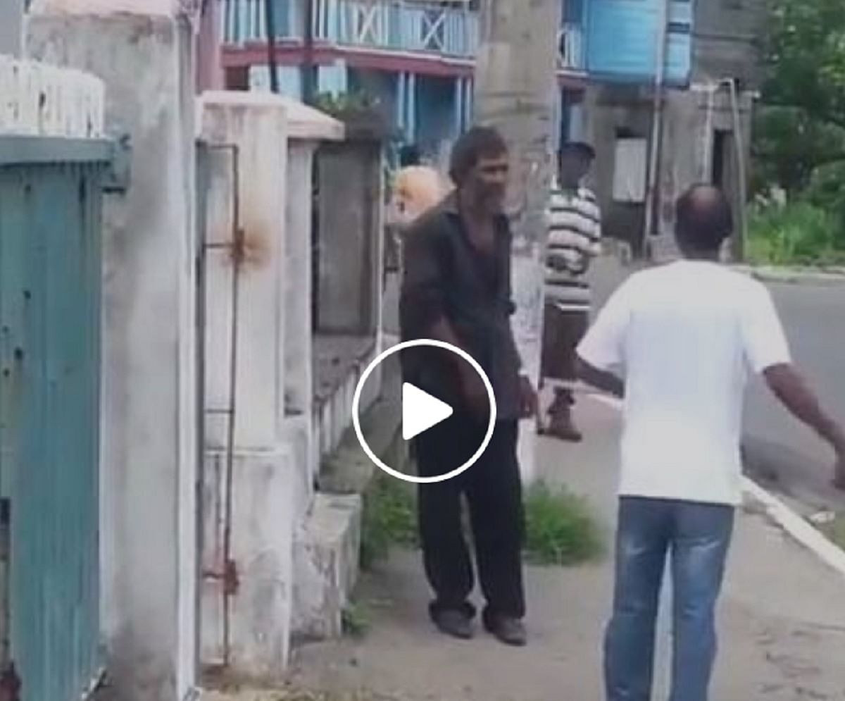 cruel person beaten badly by mentally challenged guy, video goes viral on social media