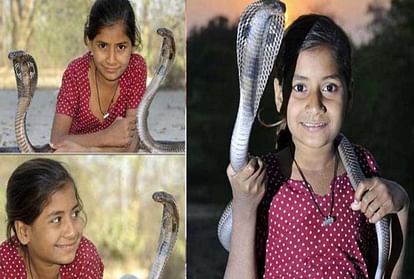 Eleven years old UP girl loves with snakes