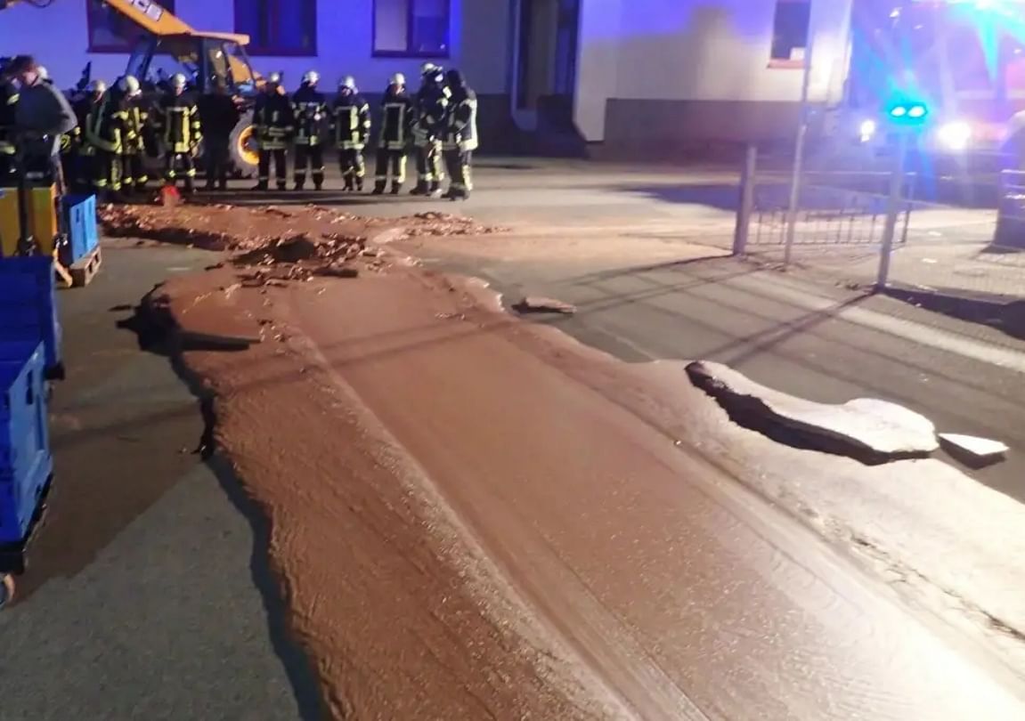 A river of chocolate flowed on Germany street turns chocolate lover overjoy