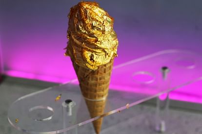24 Karat gold ice-cream now in India 3 cities mumbai ahemdabad hyderabad worth 1000 rupees