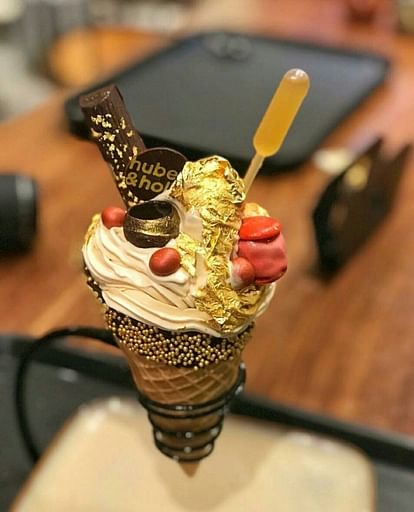 24 Karat gold ice-cream now in India 3 cities mumbai ahemdabad hyderabad worth 1000 rupees