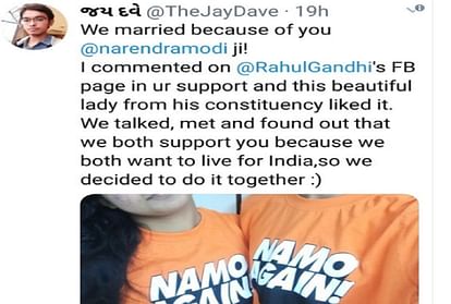 Boy Married A Girl Who Liked His Comment On Rahul Gandhi Facebook Page Did in support of Modi