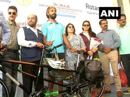 Athlete Naresh Kumar cycling from Chennai to Germany on human trafficking awareness mission