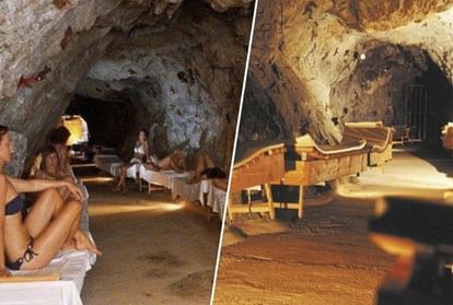 At the Gastein healing caves in austria  people come for treatment