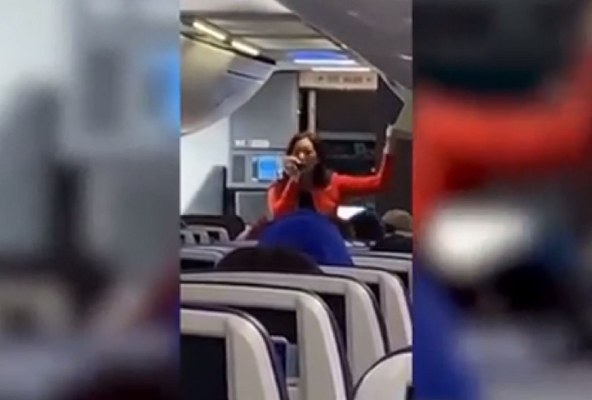 Air hostess raps safety instructions on flight Viral video
