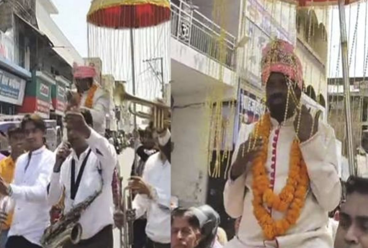 sabha candidate vaidh raj kishan dressed as bridegroom for nomination