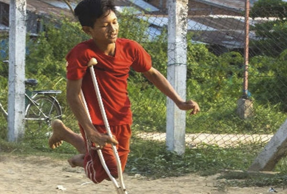 this disabled boy from myanmar has been best footballer in local tournament
