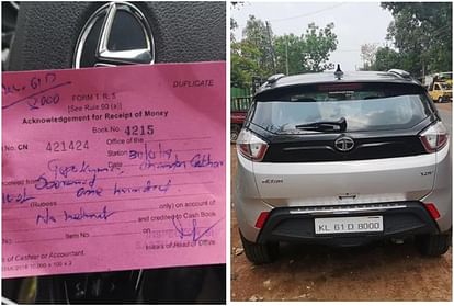 car driver fined because he is not wearing helmet