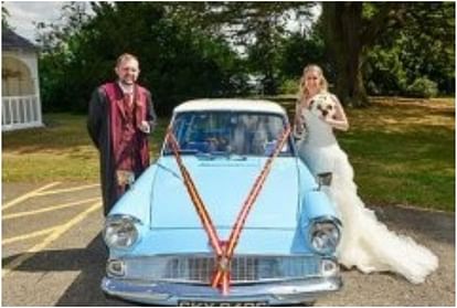 british love couple marry harry potter themed