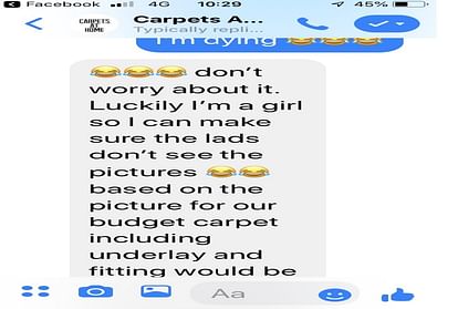 woman send private photo to carpet company by mistake post viral