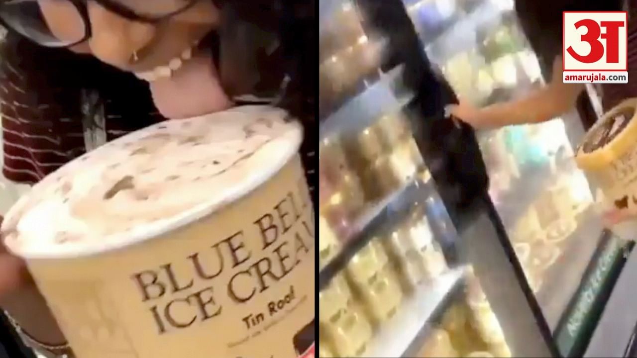 viral video of women who licking ice cream and putting it back
