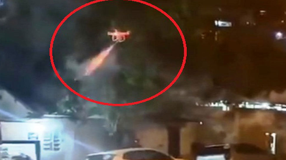 viral video of men uses drone to hit neighbors with fireworks
