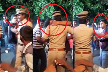 viral video of drunk man kissed police officer