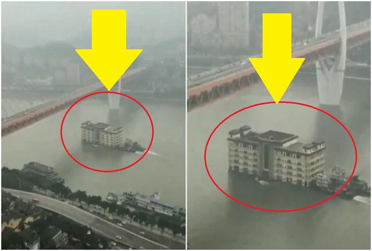 viral video of floating restaurant in china