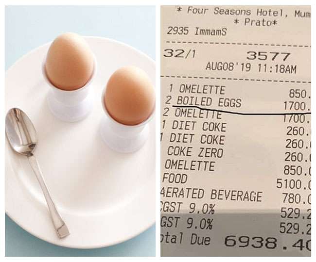 hotel charged 1700 rs for two boil egg