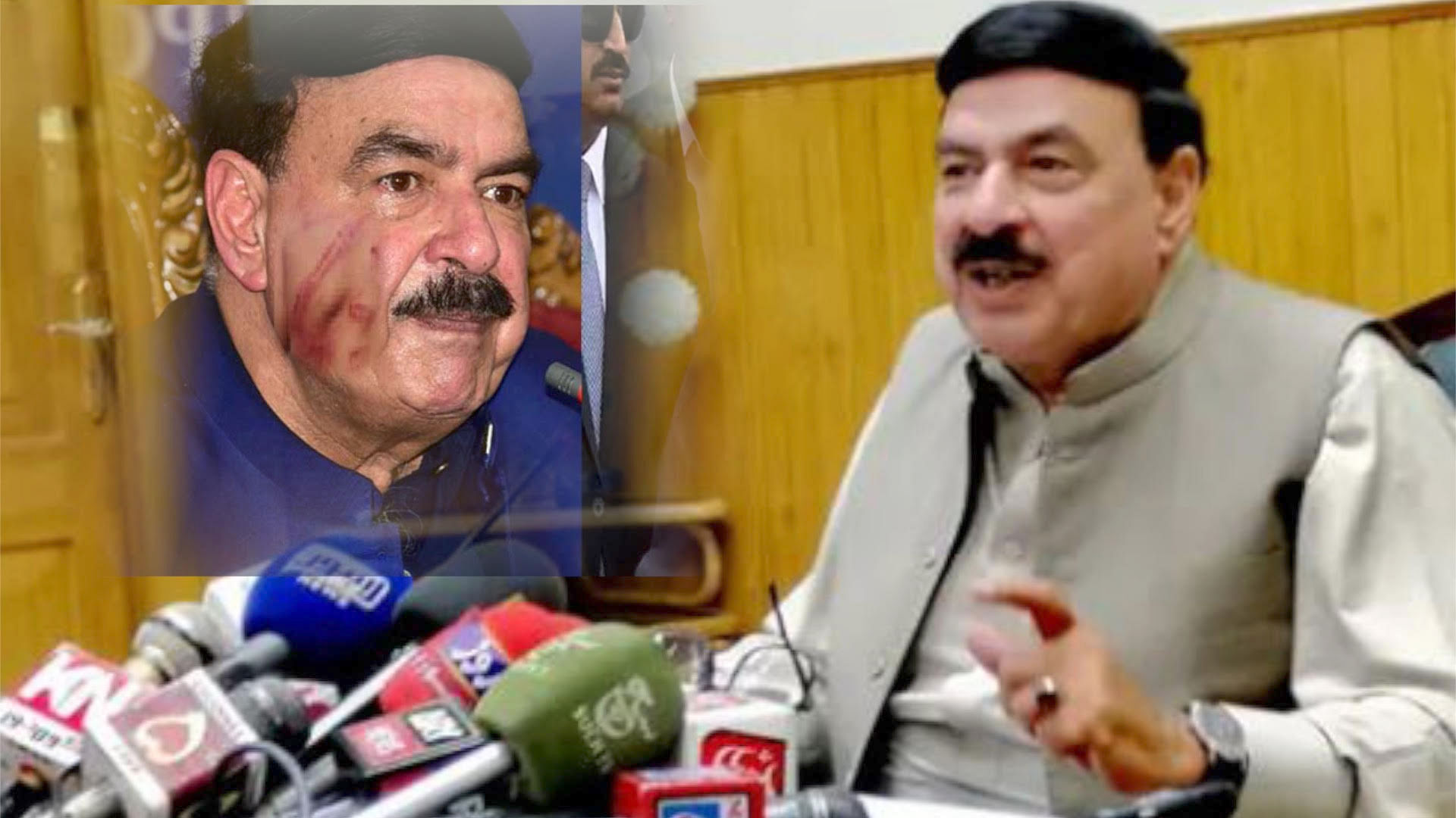 eggs thrown and punches blown at pakistan rail minister sheikh rasheed in london