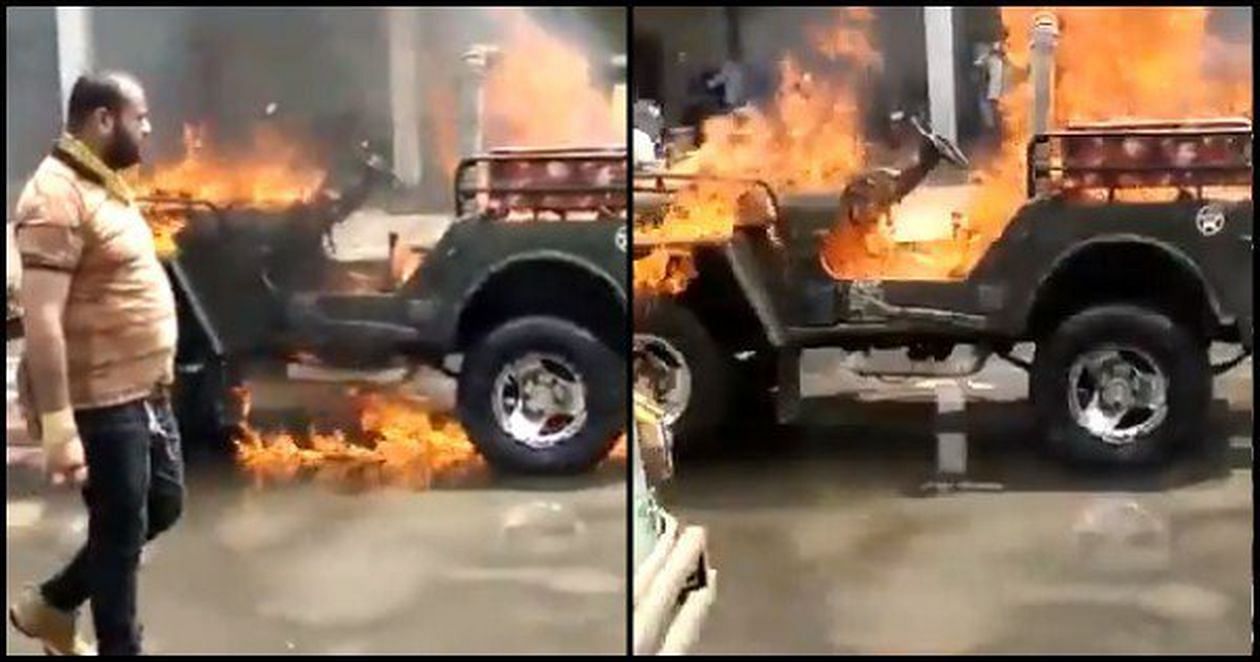 man burn jeep for making tiktok video