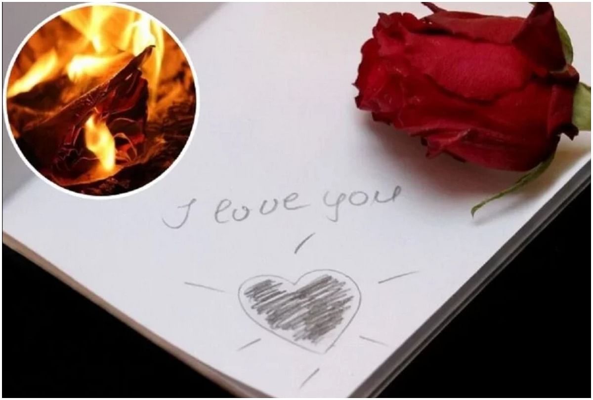 woman burning love letters while small mistake fire on appartment