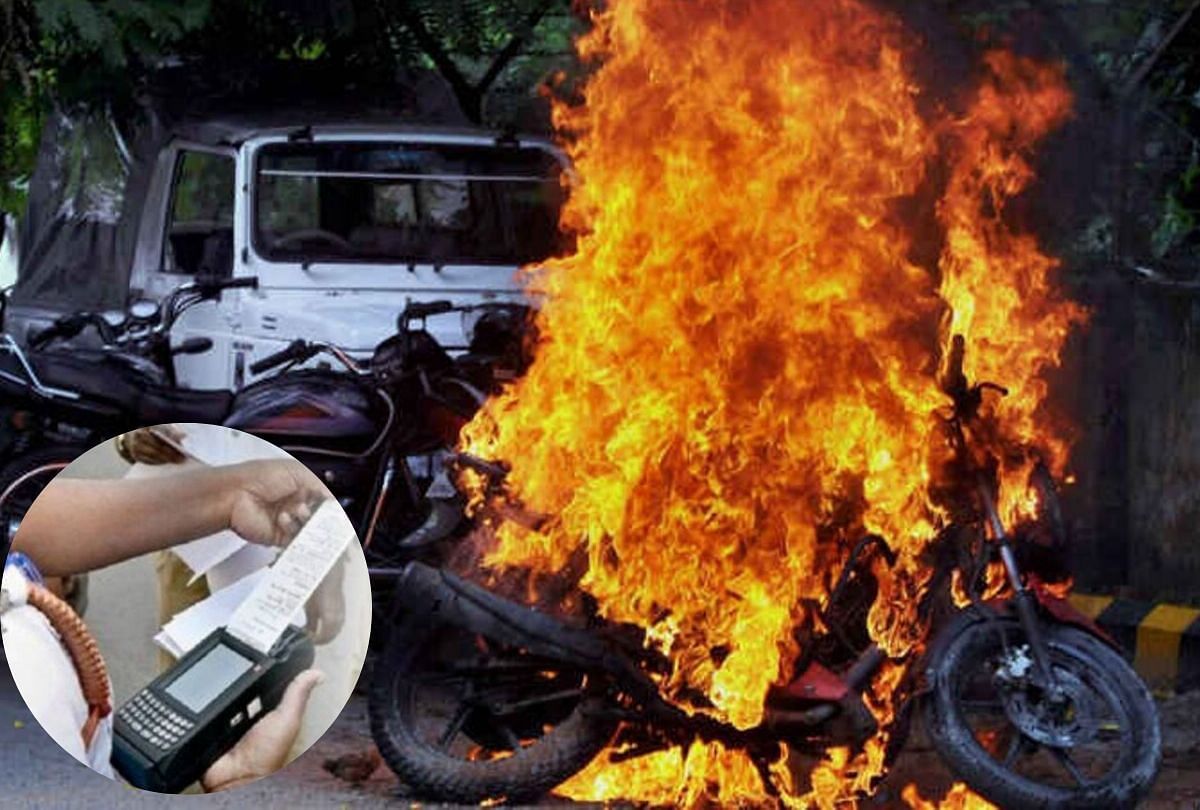 Madhya Pradesh traffic police recover unreasonable fine youth set fire to his own bike