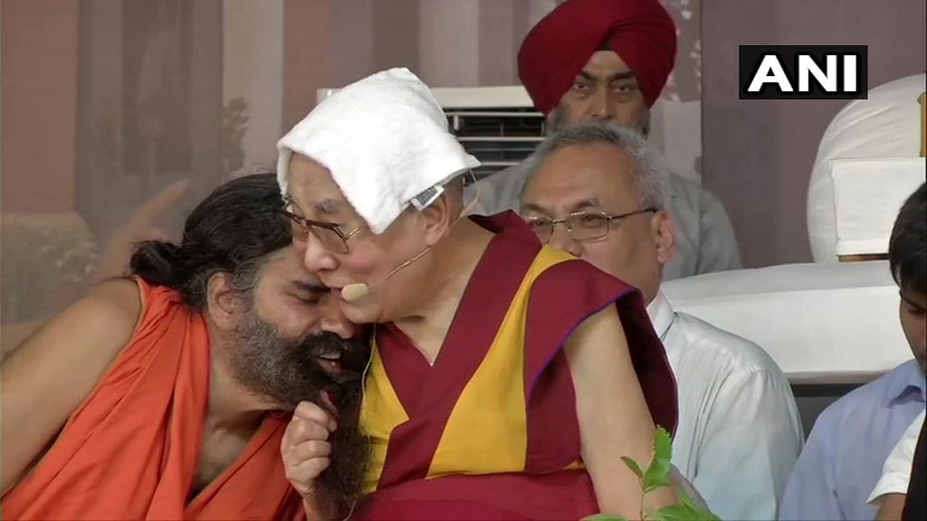 dalai lama pulled beard of ramdev