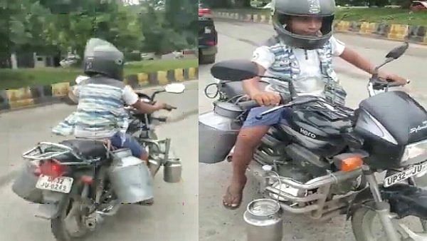 lucknow 8 year old child drive bike police did e challan on father