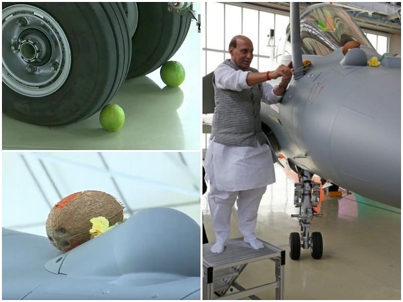 funny and viral memes on rafale puja with lemons