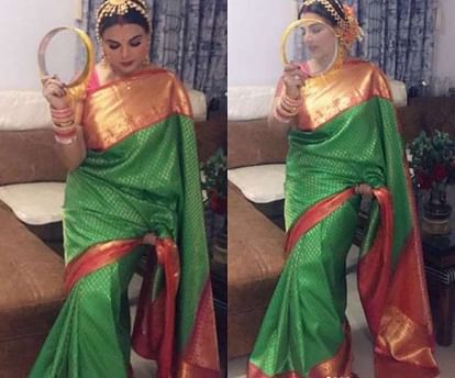 rakhi sawant celebrate karwa chauth and share photo and video