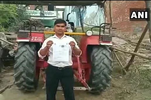 tractor driver issued a challan for not wearing a helmet