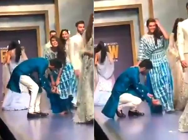 viral video of Pakistan fashion show during oops moment on the ramp walk