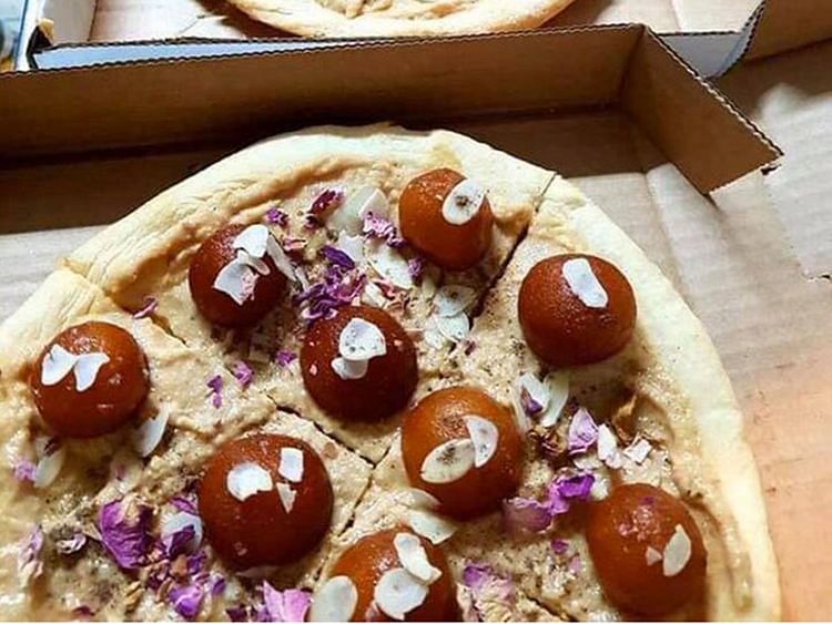 social media reaction on gulab jamun pizza